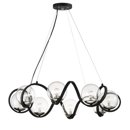 MAXIM Curlicue 8-Light 35" Wide Black / Polished Nickel Pendant Light 35108CDBKPN